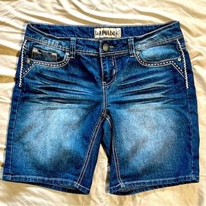 Apollo Mid-Rise Bermuda Stretch Denim Shorts